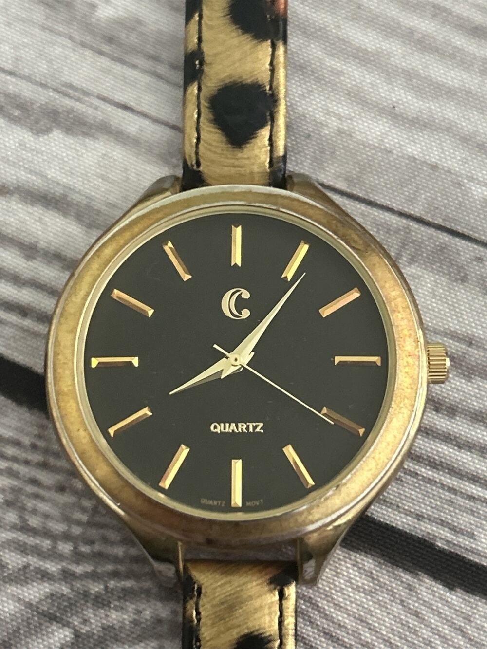 Charming Charlie Gold Tone Cheetah Print Band Women’s Quartz Watch